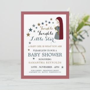 Elegant Falling Stars, Girl's Baby Shower Invitation