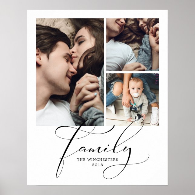 Elegant Family 16x20 3 Photo Collage Poster (Front)