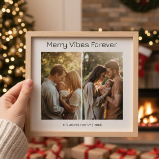 Elegant Family Christmas Card, Merry Vibes Forever Holiday Card