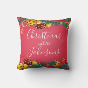 Elegant Family Christmas Custom Throw Pillow