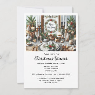 Elegant Family Christmas Dinner  Invitation