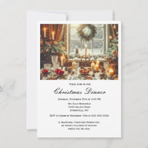 Elegant Family Christmas Dinner  Invitation