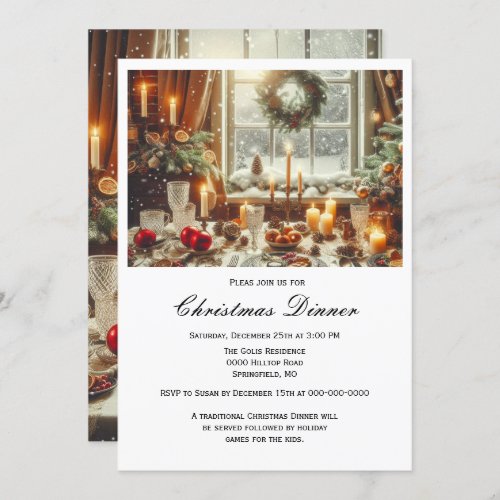 Elegant Family Christmas Dinner  Invitation