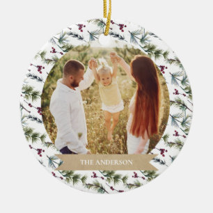 Elegant Family Christmas Photo Collage Ceramic Ornament