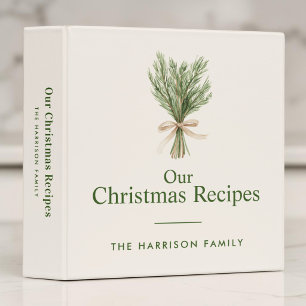 Elegant Family Christmas Recipe 3 Ring Binder