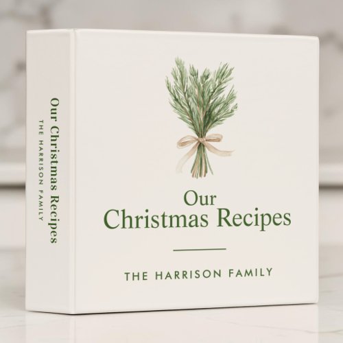 Elegant Family Christmas Recipe 3 Ring Binder