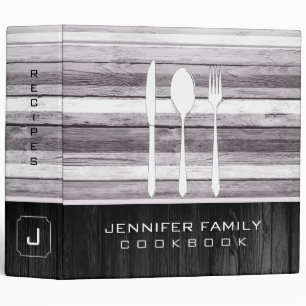 Elegant Family Cookbook Wood Look #9 3 Ring Binder