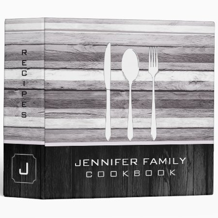 Elegant Family Cookbook Wood Look #9 3 Ring Binder