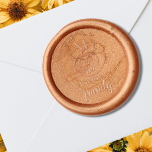 Elegant Family Crest Monogram & Name Coffee Gold Wax Seal Sticker