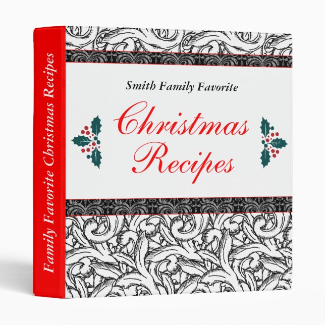 Elegant Family Favorite Christmas Recipes Binder (Front/Spine)