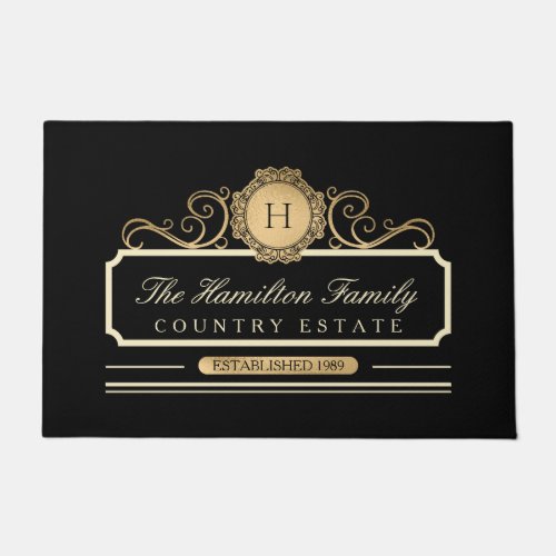 Elegant Family Home Gold Black Doormat