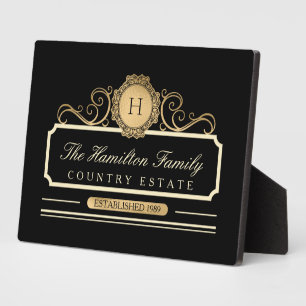 Elegant Family Home Gold Black Plaque
