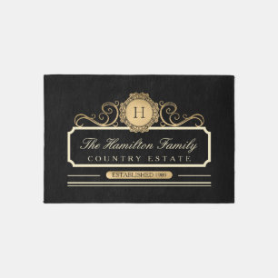 Elegant Family Home Gold Black Rug