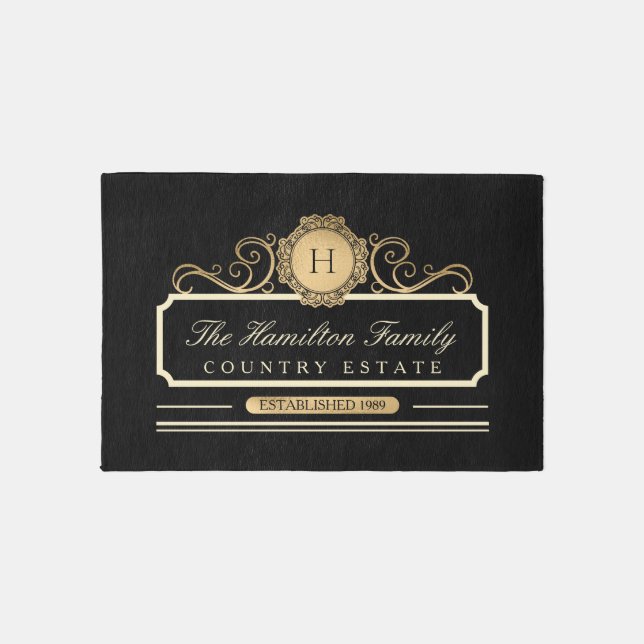 Elegant Family Home Gold Black Rug