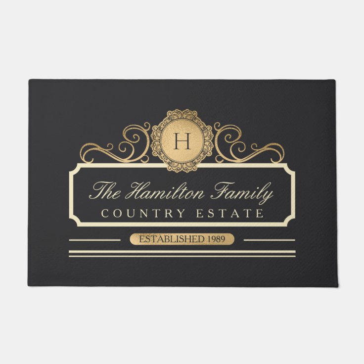 Elegant Family Home Gold Doormat | Zazzle