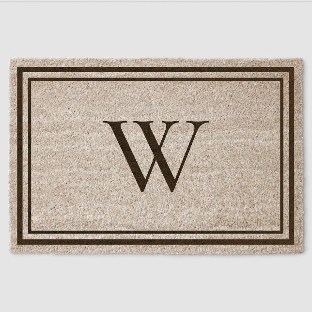 Elegant Family Monogram  Fiber Doormat (Front)