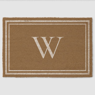 Elegant Family Monogram Gold Fiber Doormat