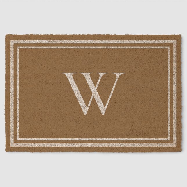 Elegant Family Monogram Gold Fiber Doormat (Front)