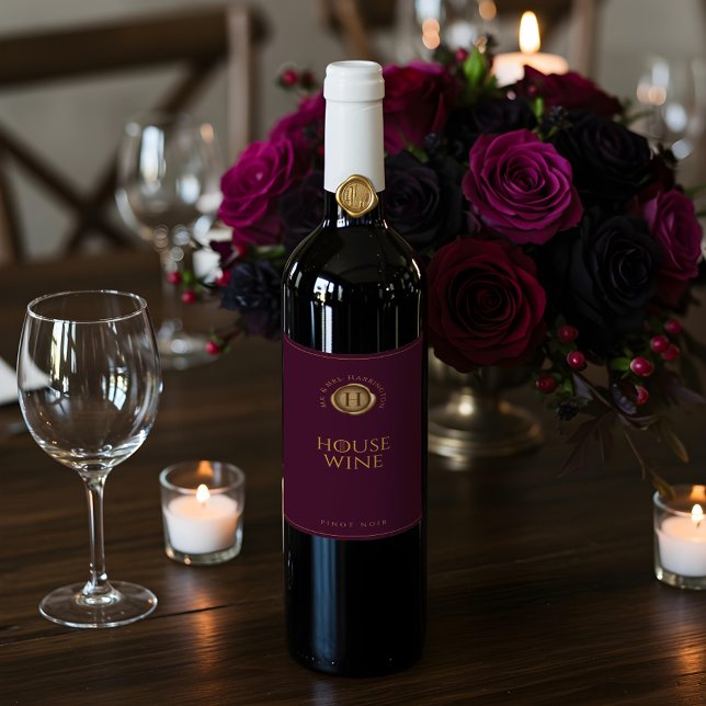 Elegant Family Monogram Gold Wax Seals Wine Label (Elegant Family Monogram Gold Wax Seals Wine Label)