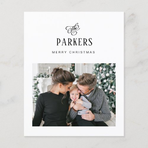 Elegant Family Name  Christmas Photo Budget Card
