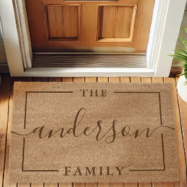 Elegant Family Name Custom Signature Fiber Doormat
