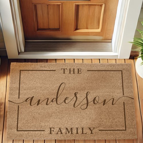 Elegant Family Name Custom Signature Fiber Doormat