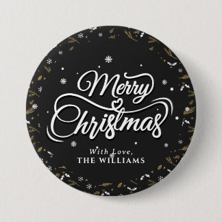 Elegant Family Name | Merry Christmas Button