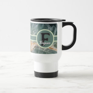 Elegant Family Name Monogram Gemstone Initial Travel Mug