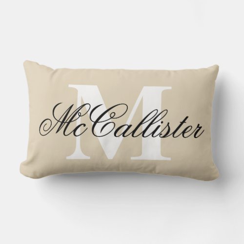 Elegant family name monogram lumbar pillow cushion