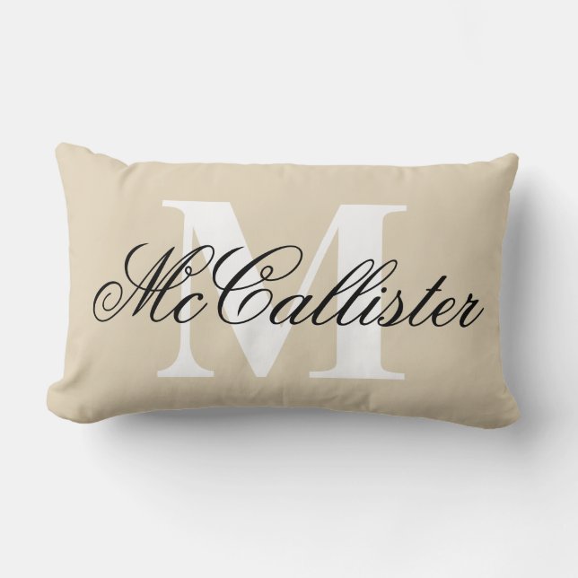 Elegant family name monogram lumbar pillow cushion (Front)