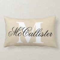 Elegant family name monogram lumbar pillow cushion