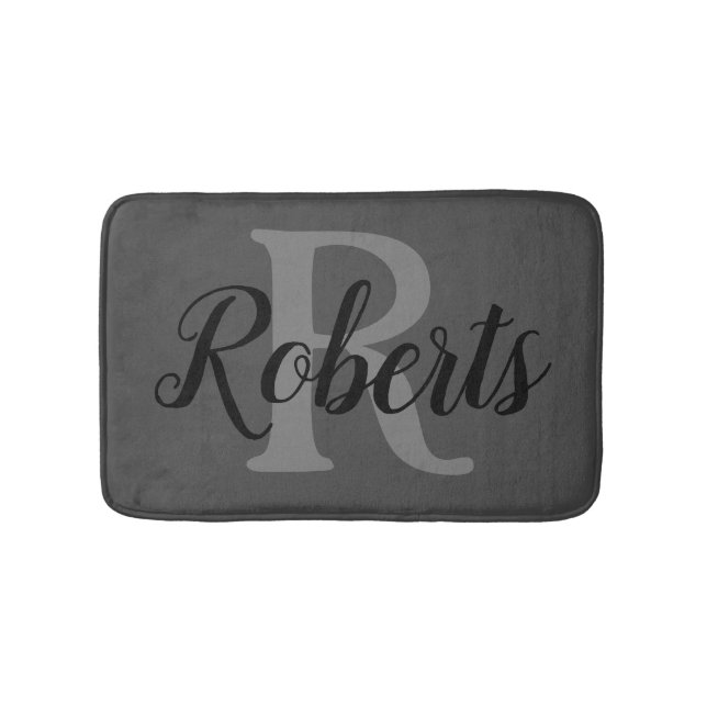 Elegant Family Name Monogrammed Bath Mat (Front)