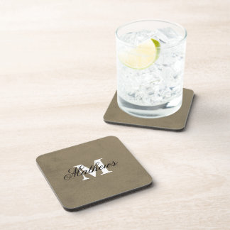 Elegant Family Name & Monogrammed Beverage Coaster