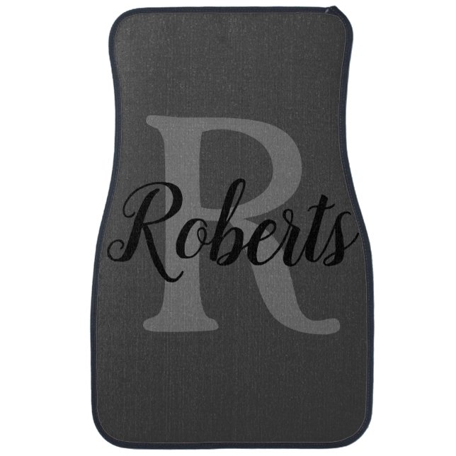 Elegant Family Name Monogrammed Car Floor Mat (Front)