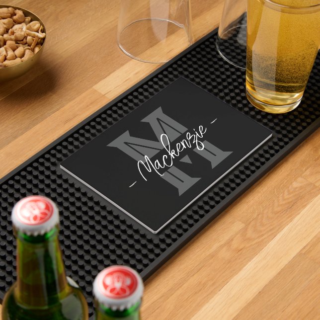 Elegant Family Name Monogrammed Personalized  Bar Mat (Insitu (Bar 2))