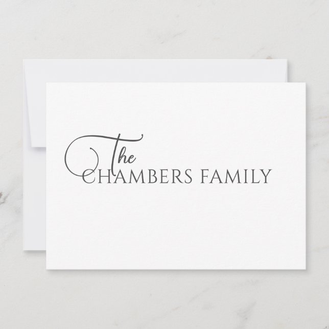 Elegant Family Name Note Card (Front)