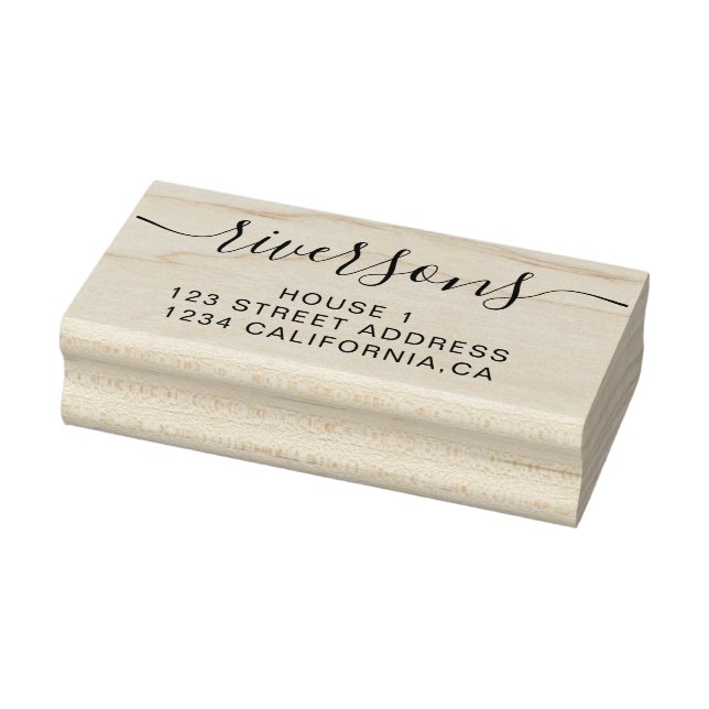 Elegant family name script font black white rubber stamp (Stamp)