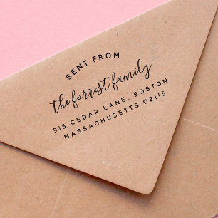 Elegant Family Name Sent From Return Address Self-inking Stamp