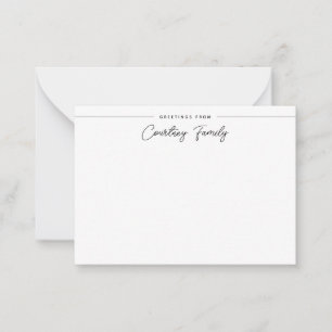 Elegant Family Name Simple Script Calligraphy Note Card