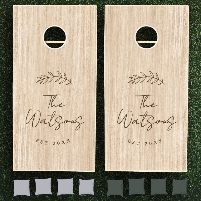 Elegant Family Name Wedding Light Wood Cornhole Set (Creator Uploaded)
