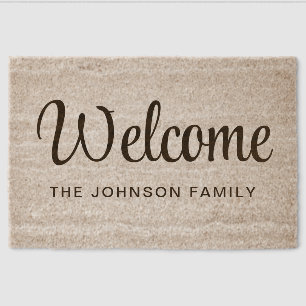 Elegant Family Name Welcome Fiber Doormat