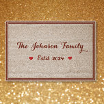Elegant Family Name Year Monogram All Weather Coir Fiber Doormat<br><div class="desc">Create your own custom, personalized, modern, elegant, family name monogram / initials / name monogrammed and established year, beautiful typography / font / script, cute red hearts, stylish, trendy, rustic, sleek, low-profile vibe, tough, rugged, durable, naturally weather-resistant, all weather, summer rain spring winter christmas holiday, stain-resistant, with non-slip PVC backing,...</div>