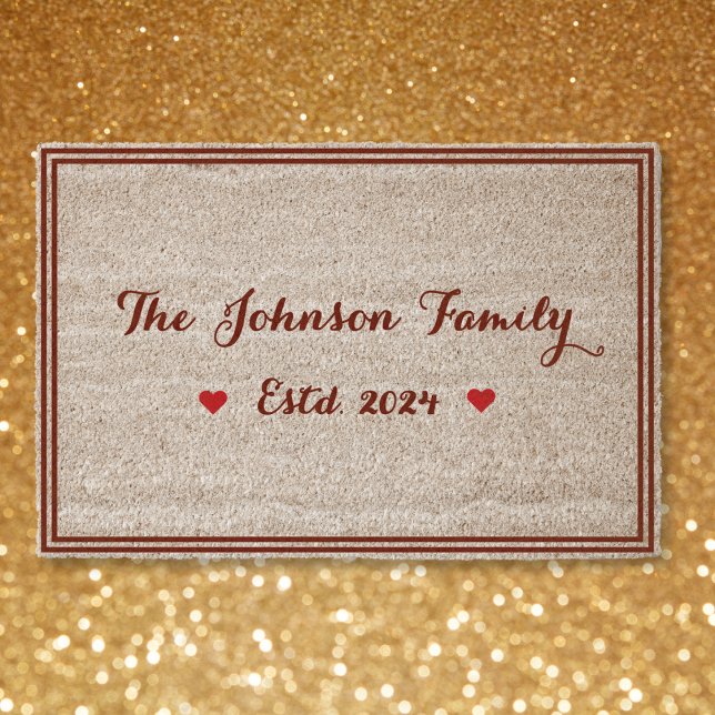 Elegant Family Name Year Monogram All Weather Coir Fiber Doormat (Elegant Family Name Year Monogram All Weather Coir Fiber Doormat)