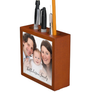 Elegant Family One Photo Gift Desk Organizer