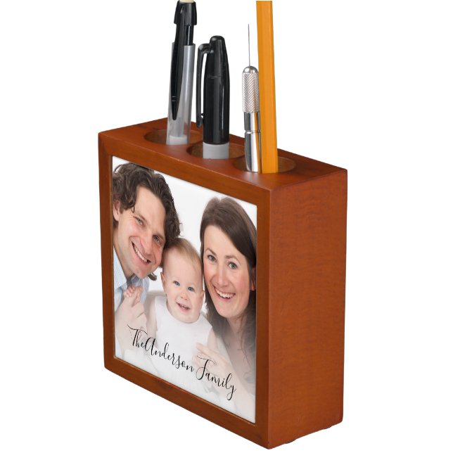 Elegant Family One Photo Gift Desk Organizer (In Situ)
