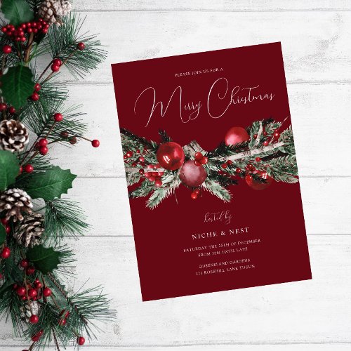 Elegant Family or Office Christmas Day Party  Invitation