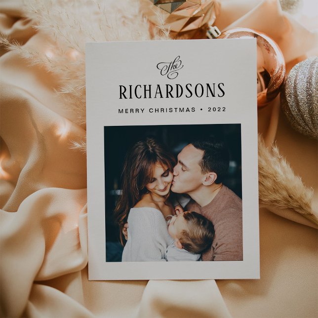 Elegant Family Photo and Name | Merry Christmas Holiday Card (Creator Uploaded)