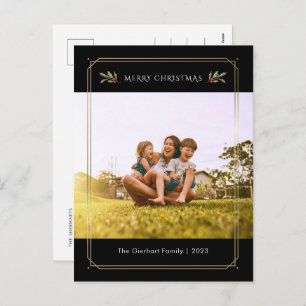 Elegant Family Photo Christmas Custom Holiday Postcard