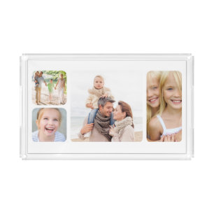 Elegant Family Photo Collage Acrylic Tray