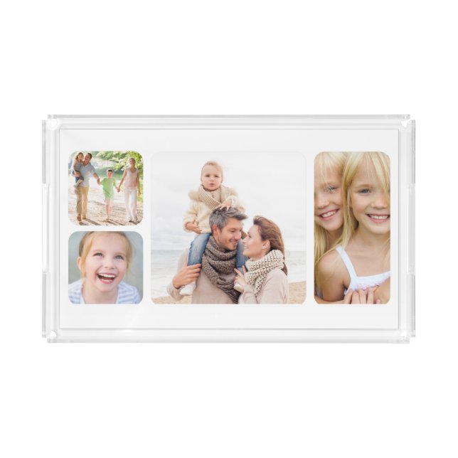 Elegant Family Photo Collage Acrylic Tray (Front)